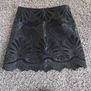 H&M Black Lace Leather Mini Skirt
